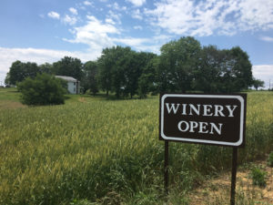 Antietam Creek Vineyard's open sign.