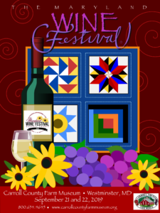 Image of farm quilt, wine bottle, and black-eyed Susan flowers