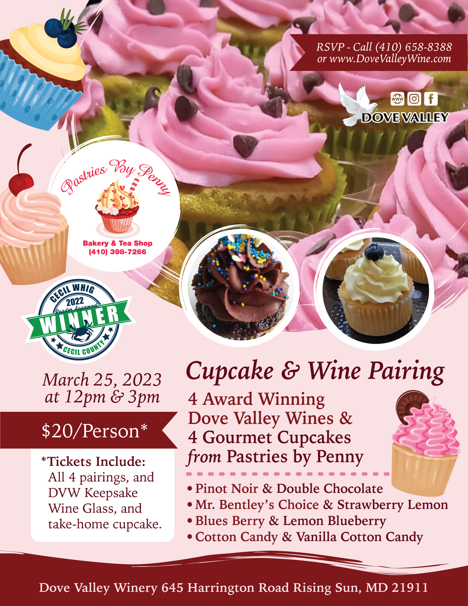 WINE & CUPCAKE PAIRING *MARCH 25TH* 12PM *